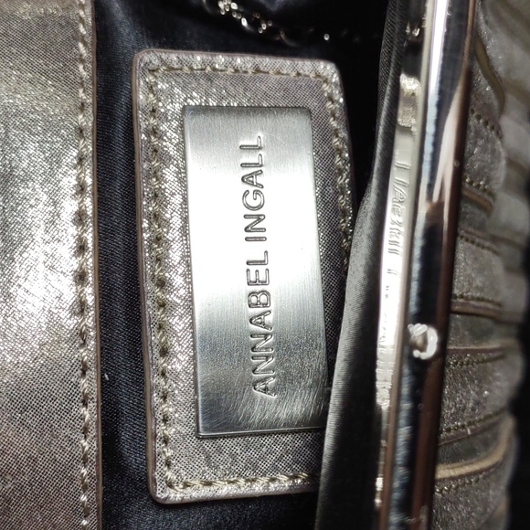 Annabel Ingall Platinum Lame` Leather Convertible Clutch Bag - Picture 7 of 8